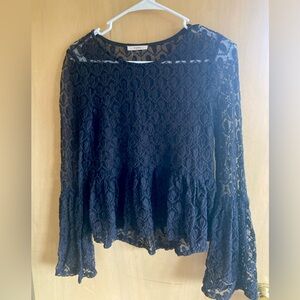 Lace sheer black long sleeve top women’s size small/medium